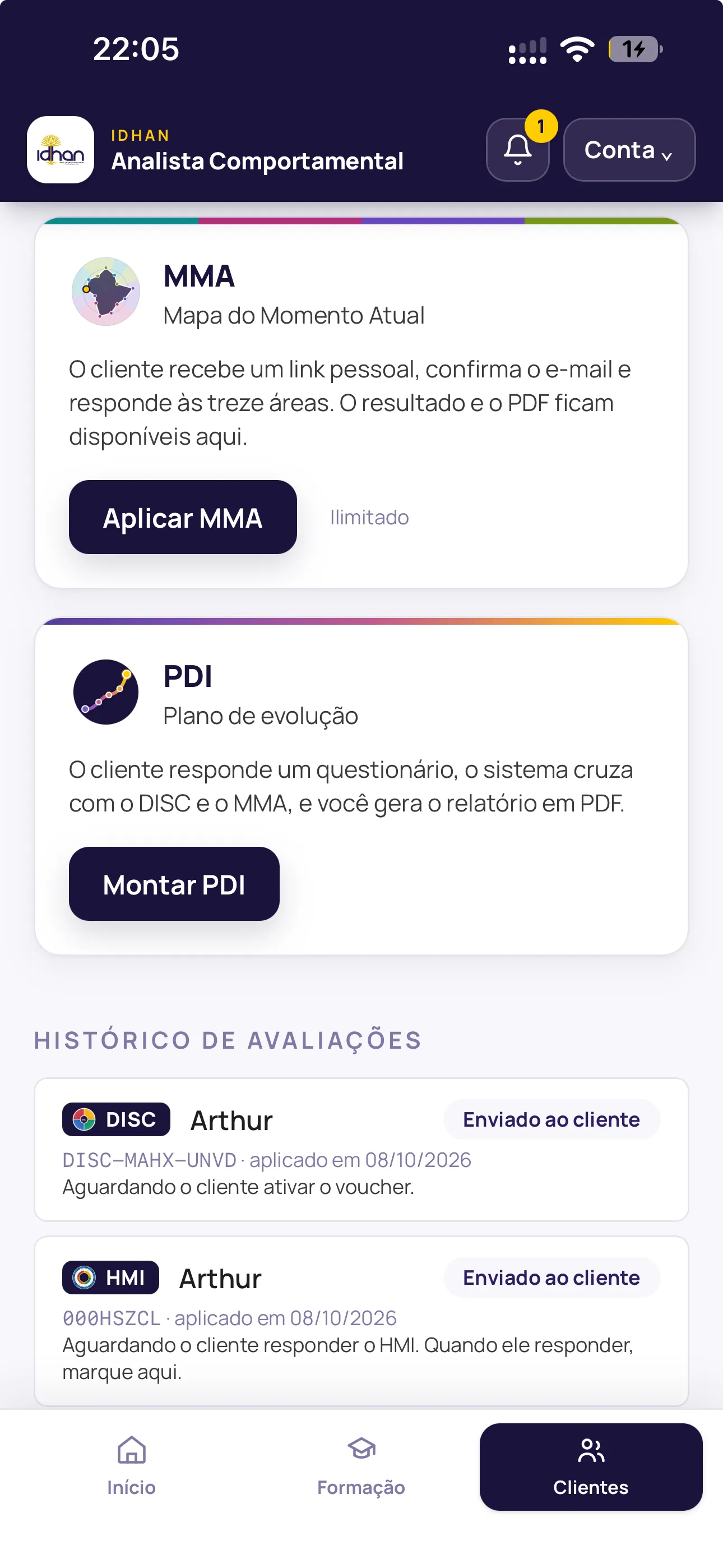 Ficha do aplicativo mostrando os recursos MMA e PDI